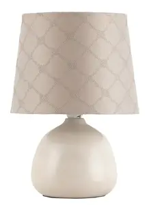 Galda lampa Rabalux Ellie E14 40 W, keramikas pamatne, tekstila abažūrs, bēšs, H260×W180 mm