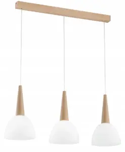 Pakaramā lampa Alfac Alfa Bera 62208 — 3 spuldžu pakaramais, 3×60W E27, koks/ balts