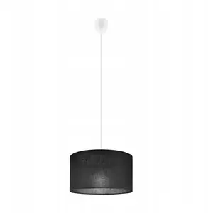 Подвесной светильник LAMKUR Vivian 48642 с тканевым абажуром, 1x60W E27, чёрно-белый