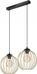 Подвесной светильник LAMKUR Zoya 45399 — металлическая лофт-клетка, 2×60W E27, черно-золотой