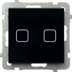 Wall touch switch Ospel Sonata Touch ŁPD-2RS/m/32 double recessed with backlight 10AX 230V black glass