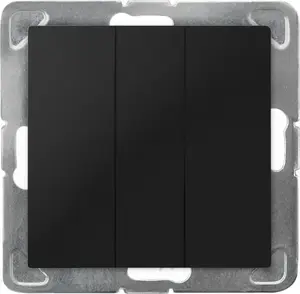 Ospel smart triple rocker switch IMPRESJA ŁP-13Y/m/33 black metallic — 3-gang wall switch