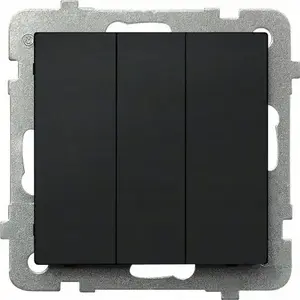 Ospel smart switch button Sonata ŁP-24R/m/33 recessed triple momentary 10AX 250V IP20 black metallic
