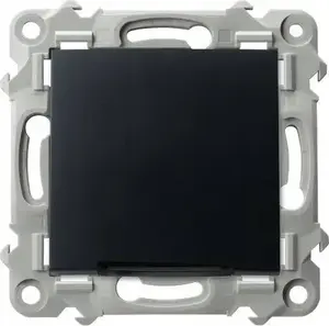 Single-pole switch Ospel Szafir ŁP-1ZS/m/33 with blue indicator, black metallic finish