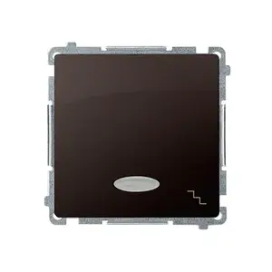 Electrical switch Kontakt-Simon BMW6L.01/47 — 250V, 10A, plastic housing, chocolate, IP20/IP44, 75×41 mm