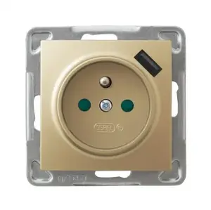 Rozete Ospel GP-1YZPUSB/m/28 — zelta, 16 A, IP20, 73×73×50 mm ar USB