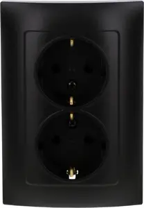 Электрическая розетка Schuko двойная Kontakt-Simon CGSZ2/49 16A 250V~ с винтовыми клеммами, матовый черный