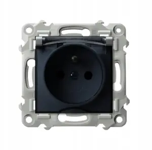 Ospel electrical splash-proof socket with earth IP44 model GPH-1ZZ/m/70/d transparent cover, matte grey