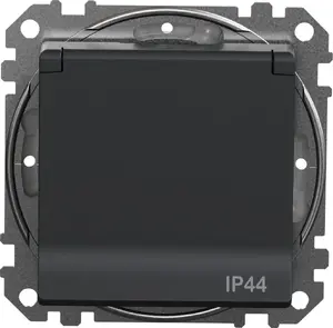 SCHNEIDERE Schuko socket Sedna Design SDD214023 with shutters IP44 black anthracite
