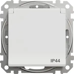 SCHNEIDERE single grounded socket Sedna Design SDD211014 with shutters IP44 white push-in terminals