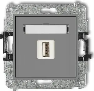 Iebūvējama kontaktligzda Karlik Mini 27MGUSB-1 ar vienu USB-A 2.0 portu, matēti pelēka