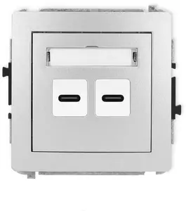 USB розетка Schneider Electric 7DGUSB-8 двойная C‑C серебристый металлик — встроенная USB‑C розетка