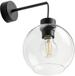 Wall lamp TK_LIGHTING Cubus 10245, wall sconce 1x E27 15W, transparent glass and black finish