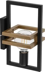 Wall Light SIGMA Merci rectangular metal wall sconce, black and gold frames