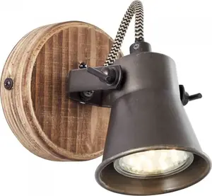 Wall lamp Brilliant Seed 82210/46 — black wooden wall sconce by Brilliant
