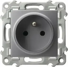 Electrical wall socket Ospel GP-1ZZ/m/70 single with grounding, matte gray