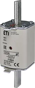 Etipo NH fuse insert ETI Polam NH1/WT-1 004139130 gF 100 A 500 V industrial fast