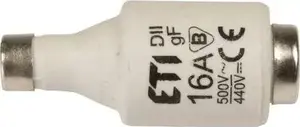 Fuse link Eti-Polam 16A DII gF, BiWts 500V AC / 440V DC, model 002312105
