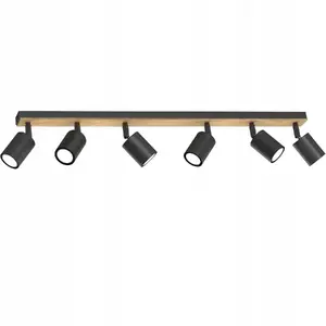 Griestu lampa Luminex Tulon 1651 — 6×8W GU10, melna ar koka apdari