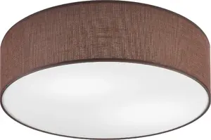 Griestu lampa LAMKUR Vivian 48512, apaļš plafons, 2×60W E27, brūna/balta