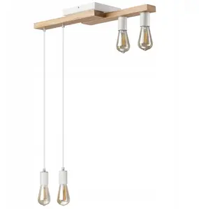 Griestu lampa LAMKUR Cortina 50492, 4×15W, E27 patveres, ozola/balta apdare