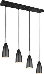 Pakaramā lampa DELIGHT Farin R30694032 — 4 spuldžu E14, līdz 25W katra, matēti melna