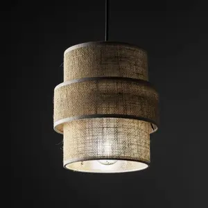 Pakarināma lampa TK Lighting Calisto 5401, 1x15W E27, džutas abažūrs ar melnu pamatni