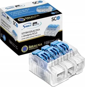 Savienotājs (ātra atvēršana) Simet SCL3 88000313S priekš vadiem 3x 0,2–4 mm² 32 A caurspīdīgs/zils