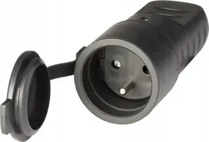 Portable rubber socket Scame 110.3150 with lid 16A 2P+E 230V IP44, black