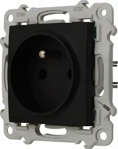 Electrical wall socket Ospel Szafir GP-1ZZ/m/33 single outlet with earth, black metallic