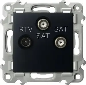 Wall outlet Ospel Szafir GPA-Z2S/m/33 — RTV-SAT socket with two SAT outputs, black metallic