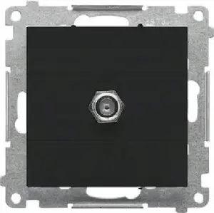 Антенный розеточный модуль F-типа одинарный Kontakt-Simon 55 TASF1.01/149 черный матовый