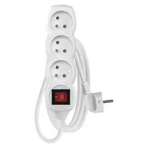 Удлинитель питания EMOS P13115 — кабель 1.5 м, 3 розетки Type E, для помещения, 250 В/10 А