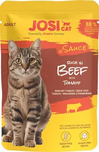 Mitrās kaķu barības pakas JosiCat Rich 85 g — liellopa gaļa mērcē
