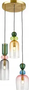 Pendant lamp Italux Manso PND-37462-3A-MC-GD 3x40W E14 multicolor/gold finish
