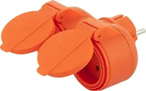 Plastrol plug splitter 2-socket with earth/protection IP44 orange R-270P