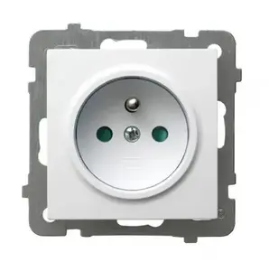 Розетка Ospel GP-1GZP/m/00, 16 A, IP20, белая, 71×71×39 мм