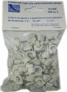 Cable clip with nail Trytyt Flop 8 — pack of 100, for securing cables to wood and similar surfaces