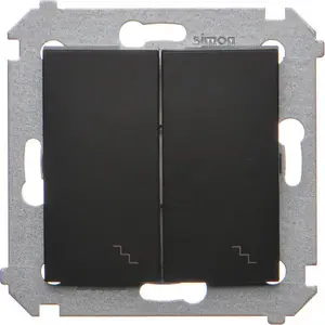 Двойной лестничный выключатель-модуль с подсветкой Kontakt-Simon DW6/2L.01/49 10AX 250V винтовые клеммы матовый черный
