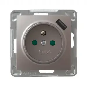 Kontaktligzda Ospel GP-1YZPUSB/m/23 — 16 A, IP20, titāna, 73×73×50 mm