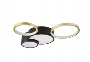 Ceiling lamp LAMKUR Alizee 50980, 30W LED, 3000–6500K, 4400 lm, black/gold