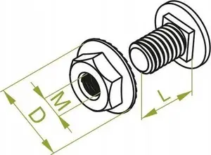 Bolt and Serrated Flange Nut Kit Baks SGK M6x12-E + nut (set) 661020, 100 pcs