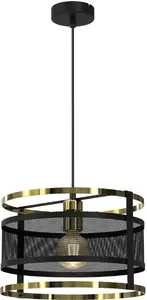 Pakarināmā lampa Luminex Rim 3903, 1x60W E27, melna/zelta