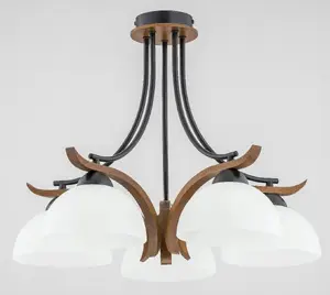 Griestu lampa Alfac Alfa Bafia 26125 — 5x60W E27, koks/balts