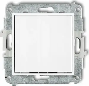 Flush-mount cross switch Karlik Mini MWP-6.1, white, single-gang