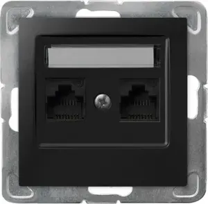 Ospel IMPRESJA double computer outlet Category 5e, black metallic GPK-2Y/K/m/33