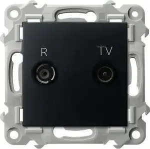Ospel RTV socket Szafir GPA-ZK/m/33 end piece, black metallic finish