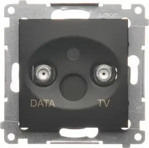Розетка TV-DATA модуль Kontakt-Simon DAD1.01/49 — два выхода F-типа, 5–1000 МГц, матовый чёрный