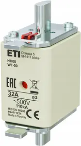 Etipo fuse link NH00/WT-00 004111224 gG 32A 500V industrial time-delay