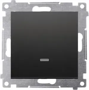 Wall-mounted stair switch Kontakt-Simon Simon 54 DW6AL.01/X/49 single with LED backlight 16AX 250V screw terminals black